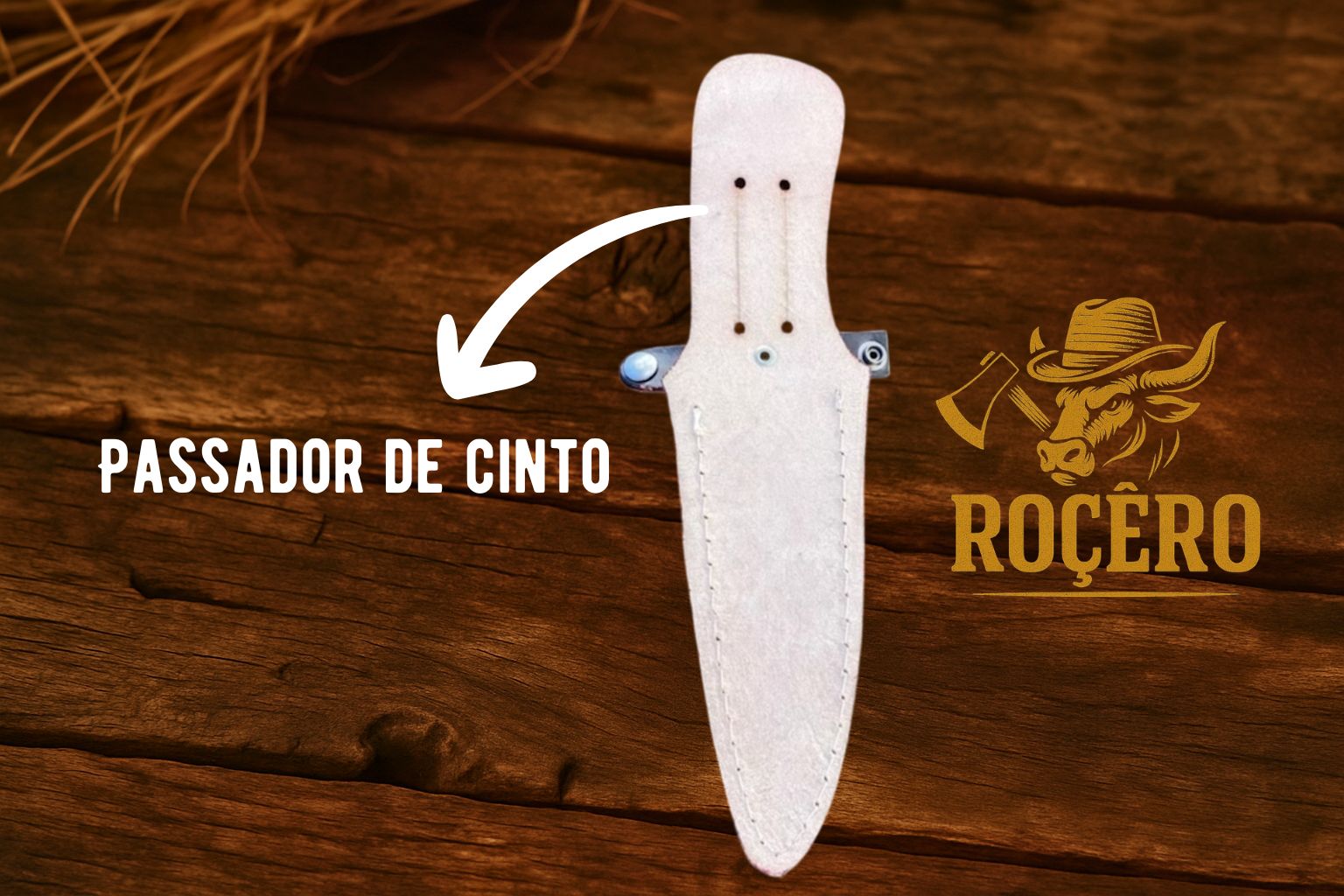 Faca AMANSA BICHO inox Artesanal - Caçador - com bainha de couro legítimo - Edição Rocêro