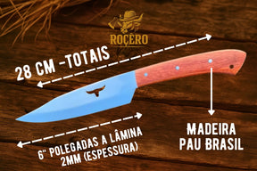 Faca AMANSA BICHO inox Artesanal - Caçador - com bainha de couro legítimo - Edição Rocêro