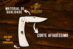 Canivete BICHO SOLTO de Bolso cromado Inox 420 Madeira Artesanal com Presilha – Edição Roçêro