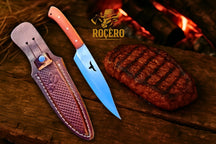 Faca AMANSA BICHO inox Artesanal - Caçador - com bainha de couro legítimo - Edição Rocêro